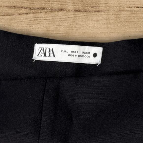 ZARA High Waist Wide Leg Cropped Trousers Black Culotte Dress Pants Large - Picture 4 of 11